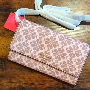 Kate Spade flower coated canvas chain clutch